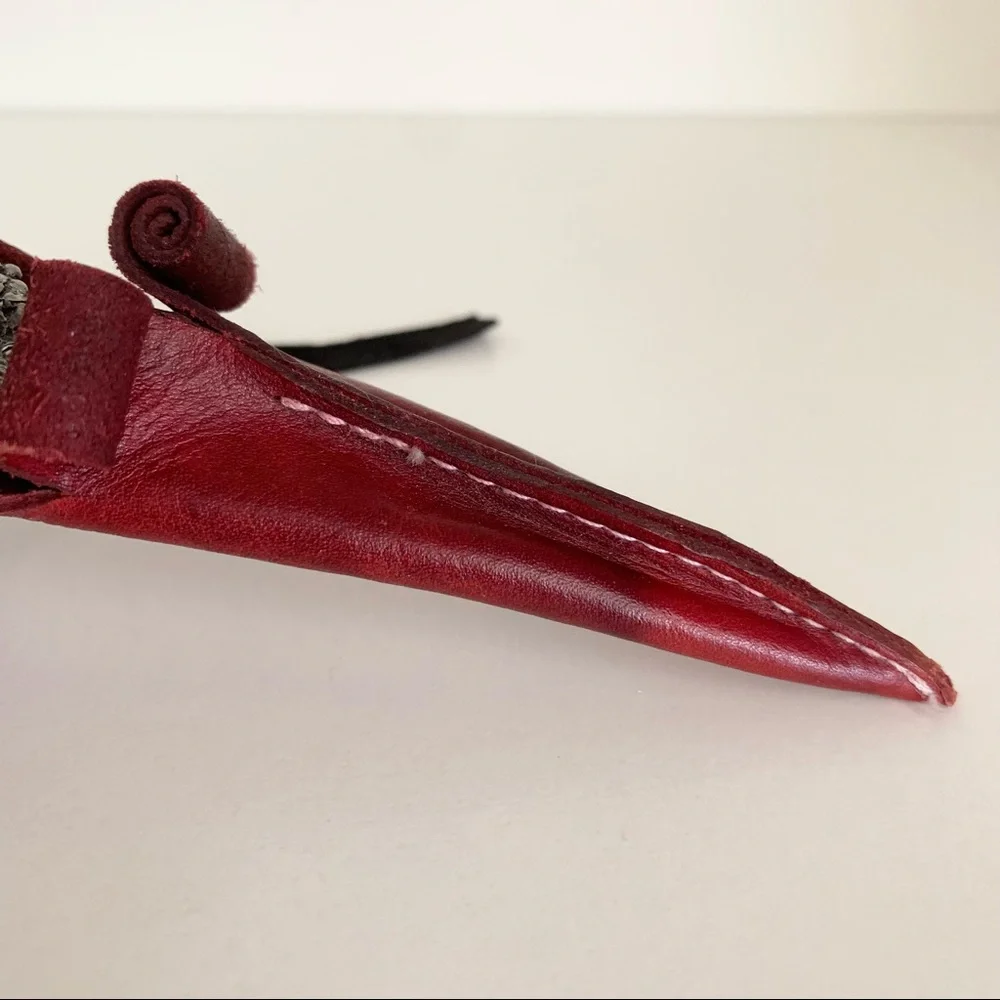 Vintage Medieval dragon letter opener in leather sheath